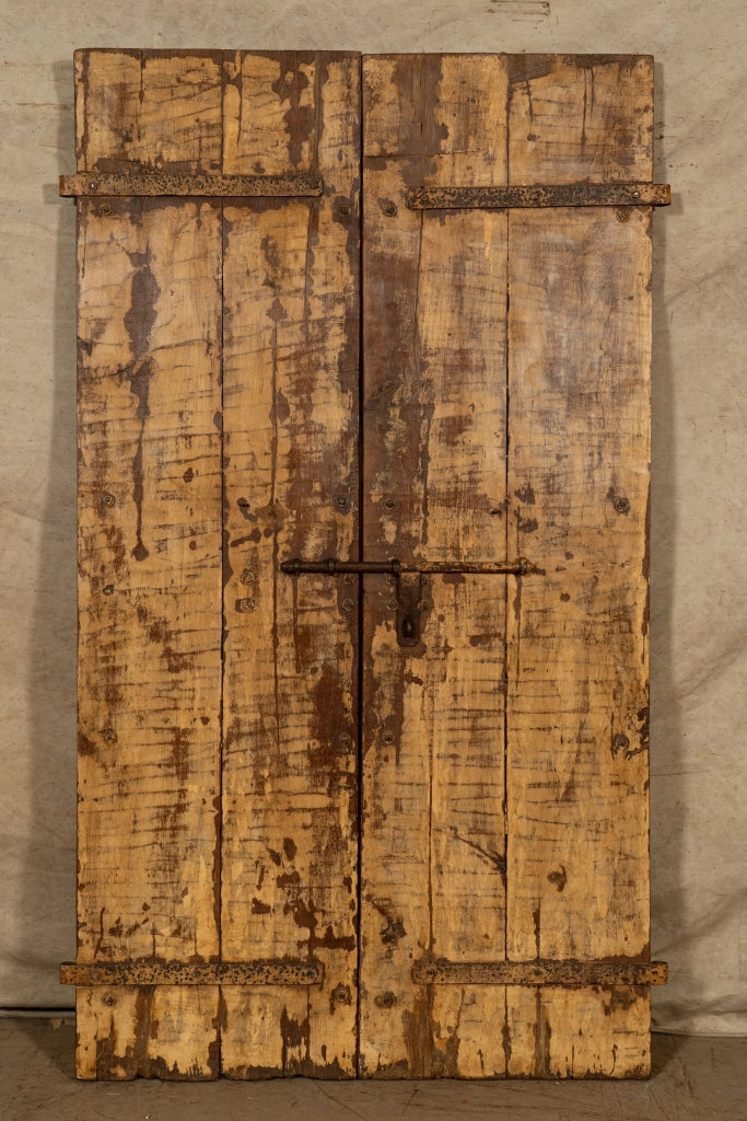 Biscottini Porta portone in legno massello e ferro da interno o da esterno vecchia e antica medievale scorrevole