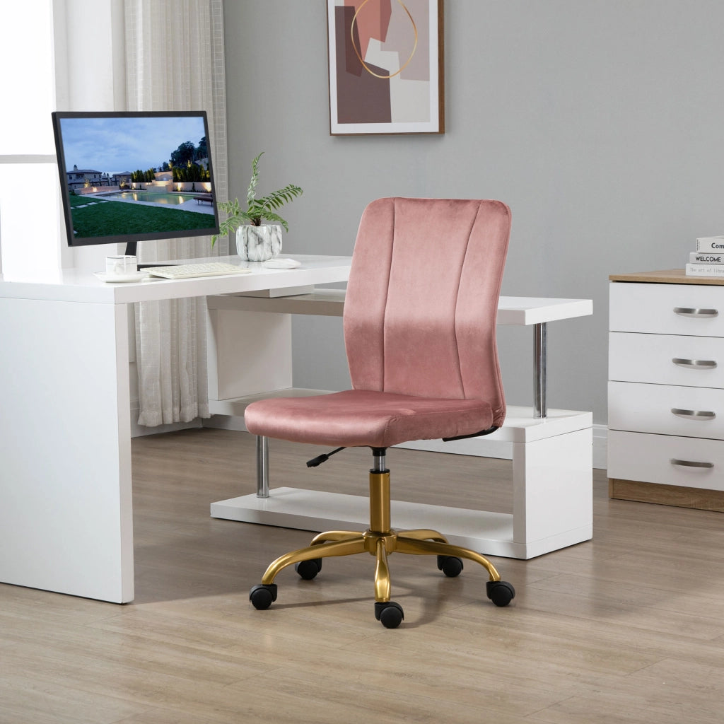 Sedia da ufficio ergonomica con rotazione 360' ¨C zephmum ¨C rosa e dorato 56x60x102 cm