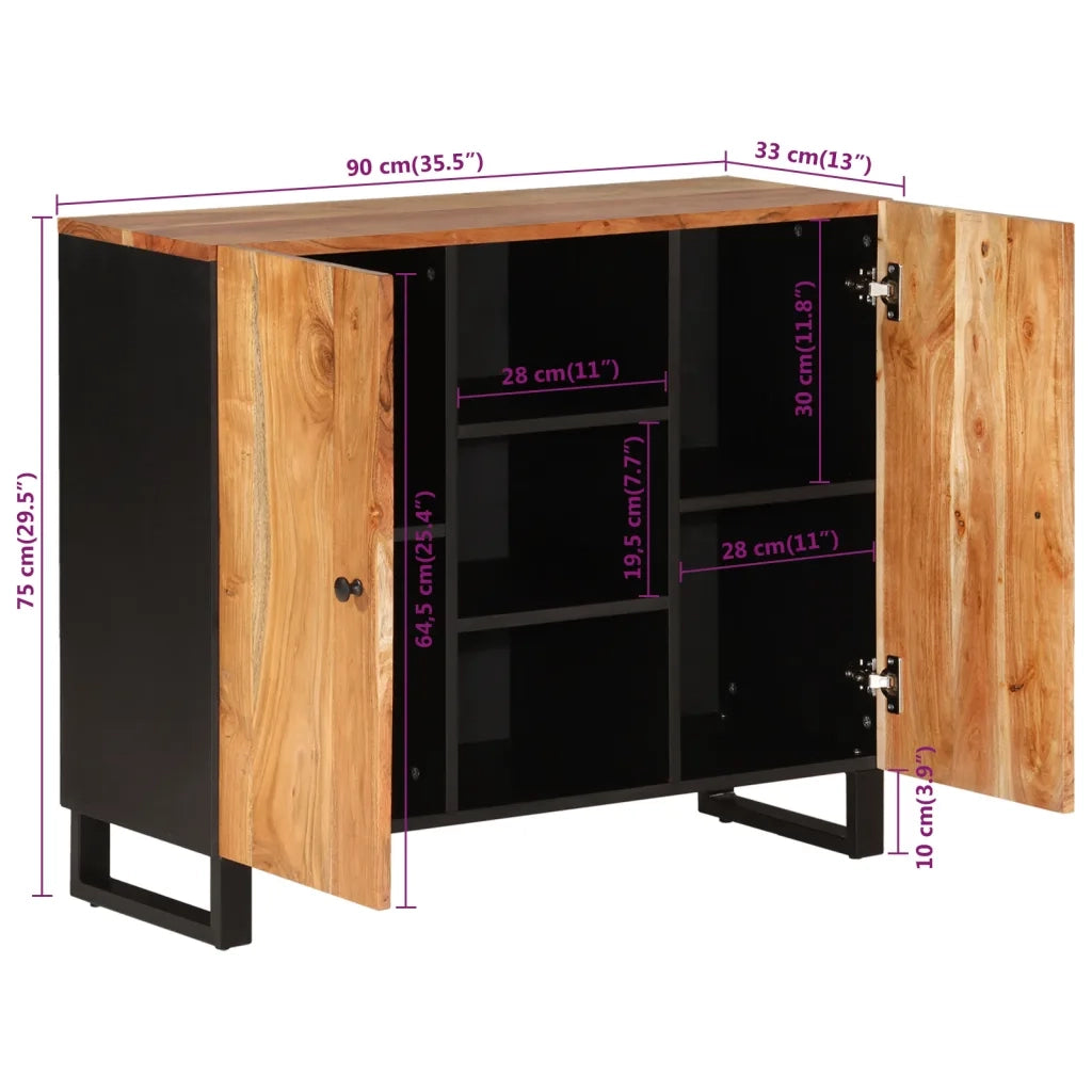 Credenza con 2 Ante 90x33x75 cm in Legno Massello di Acacia 352926