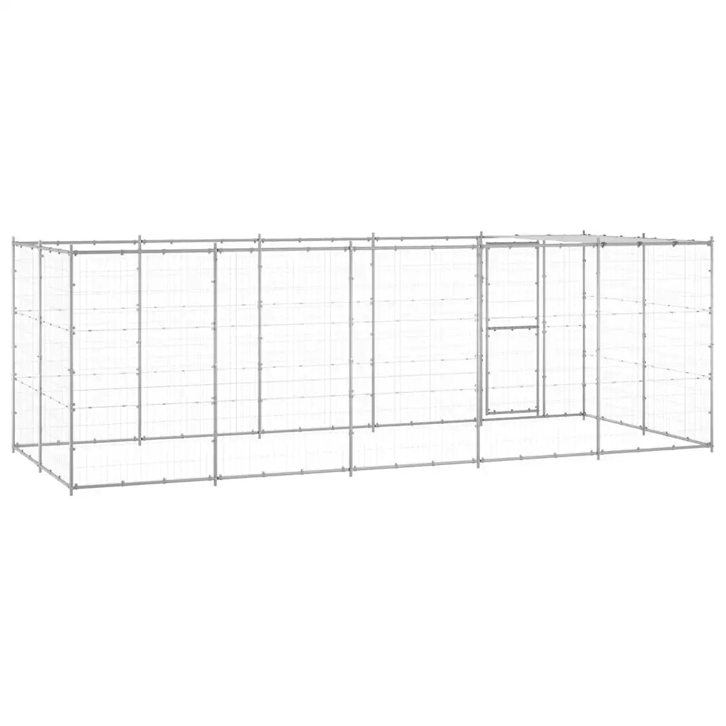 Gabbia per Cani da Esterno in Acciaio Zincato con Tetto 12,1 mÂ² cod mxl 55161