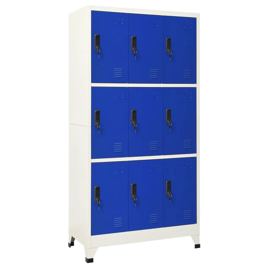 Armadio da ufficio moderno con serratura dimensioni 90 x 45 x 180 cm con 9 ante chiudibili a chiave in acciaio grigio codice 02_0047022.