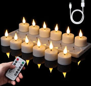 Luminarie LED a Carbone Oplaadabili Stazione di Ricarica Comando Remoto Timer Fiamma Stroboscopica Bianco Caldo Regolabile Cavo USB 4-55 cm