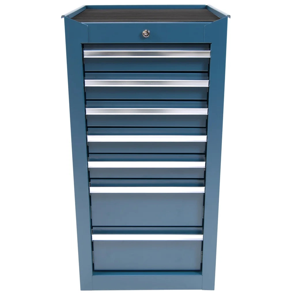 Mobiletto portautensili blu, stretto, 7 cassetti