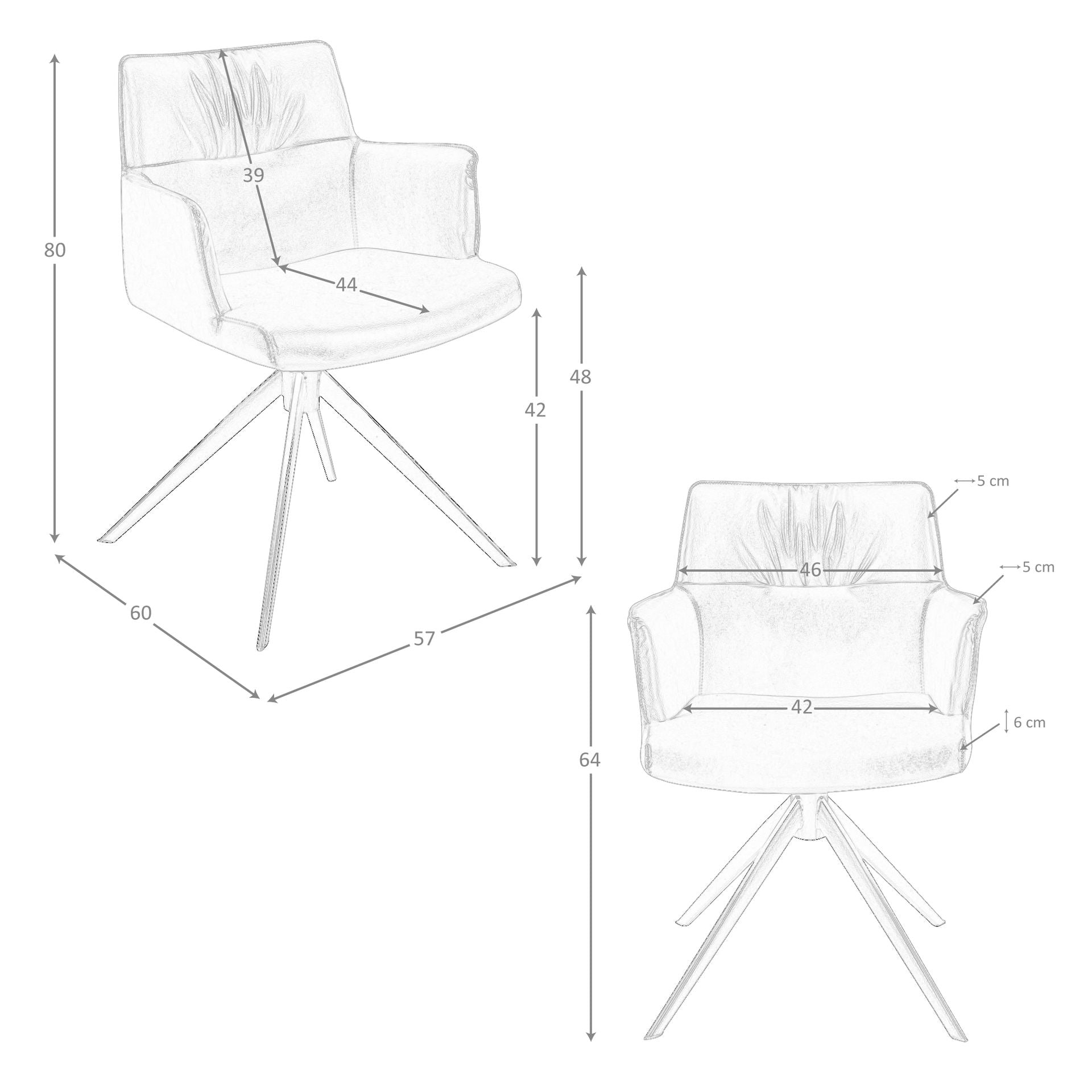 Sedia girevole in similpelle marrone cognac