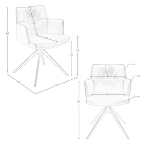 Sedia girevole in similpelle marrone cognac