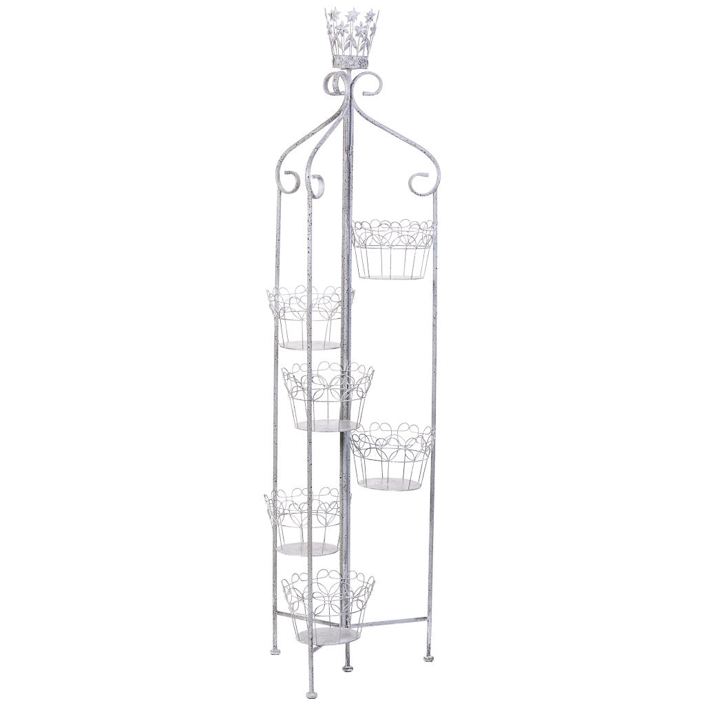 Portavasi in metallo per 6 vasi grigio 30,48x25,4x188,6h cm