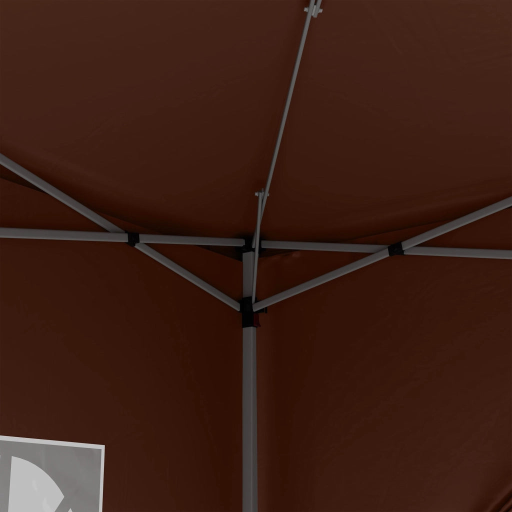 Gazebo da Giardino 3x3 m Pieghevole con 4 Pannelli Laterali in Acciaio e Tessuto Oxford Caffè