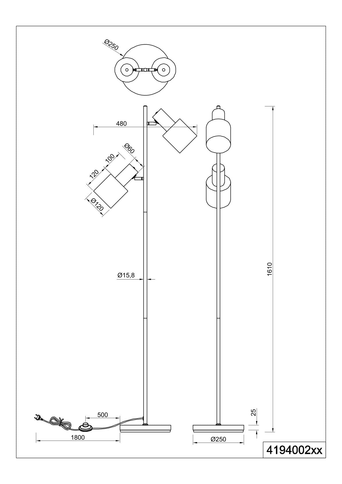 Piantana 2 diffusori, metallo, beige e caffè, H 160 cm, Agudo