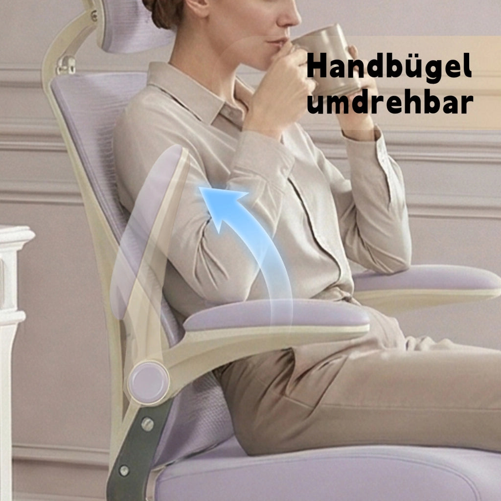 Sedia da ufficio ergonomica pieghevole con supporto lombare e poggiatesta regolabile in schiuma viola per lavoro