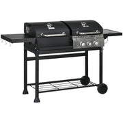 Grill a gas BBQ con termometro e piastre di mantenimento caldo ¨C zephmum ¨C 161x54x103 cm, nero e argento