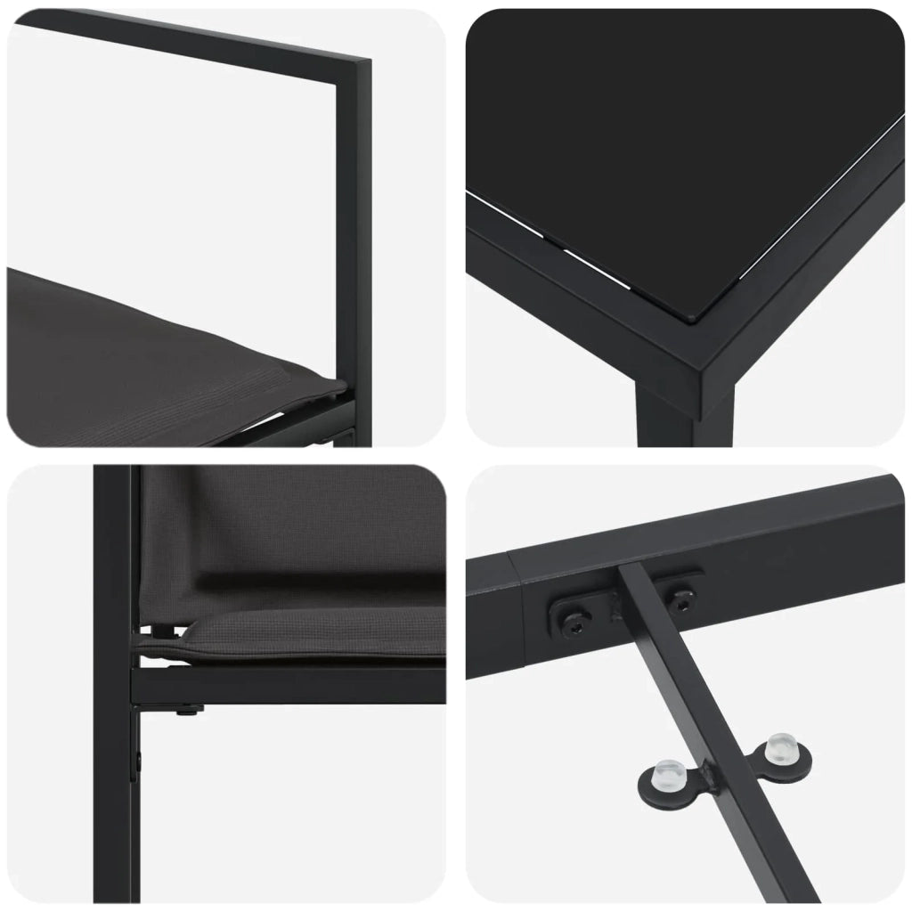 Set da Pranzo per Giardino 5 pcs Nero e Grigio scuro