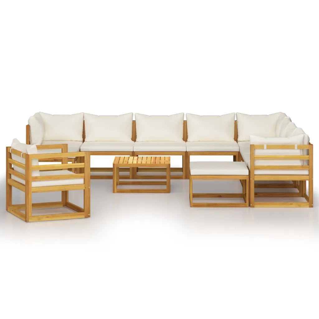 Set Divani da Giardino 12 pz con Cuscini Crema in Legno Acacia 3057649