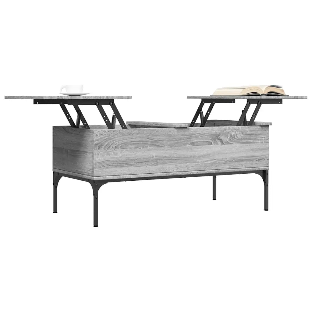 Tavolino Grigio Sonoma 100x50x45 cm Legno Multistrato e Metallo 845414