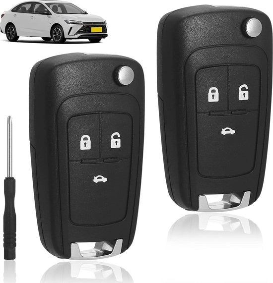 3 Pulsanti Comando Remoto Ripiegabile Cassetta Chiave - Compatibile con Opel Insignia Astra J Vauxhall Mokka Zafira - 2 Pezzi con chiave a guscio.