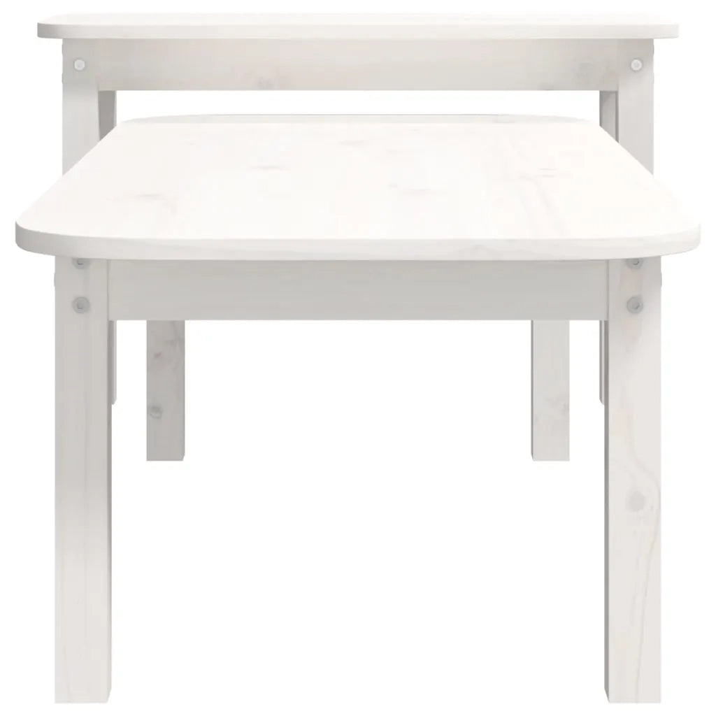 Set Tavolini da Salotto 2 pz Bianco in Legno Massello di Pino 822363