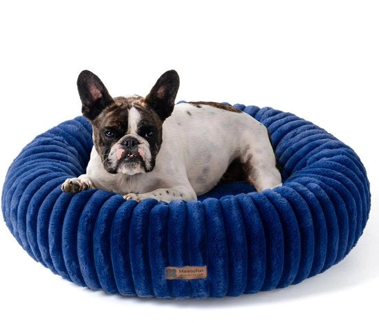 Letto a forma di donut per piccoli cani, letto per cani rilassante, letto a forma di donut per cani con fondo antiscivolo, morbido (blu marino, 76x76x20cm)