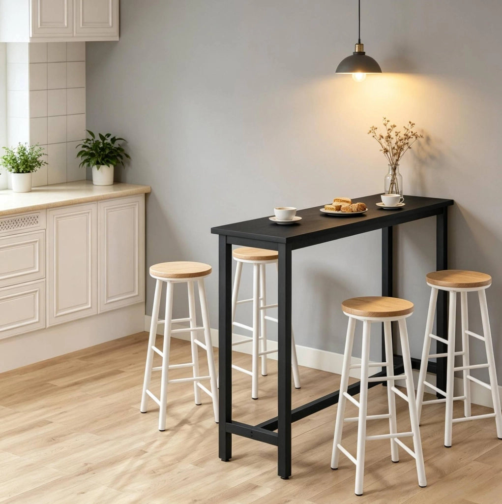 Tavolo da bar in MDF e metallo nero 140 x 100 x 40 cm