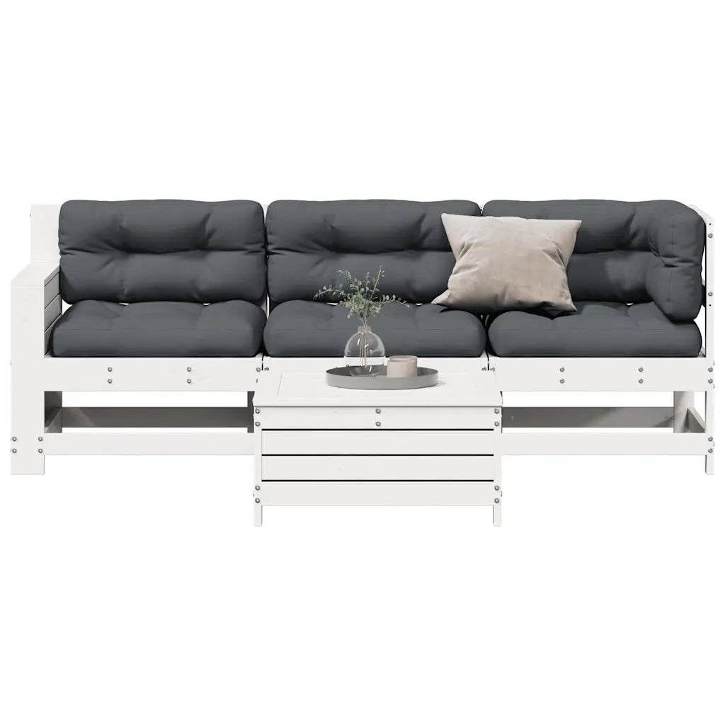 vidaXL Set Salotto Giardino 4pz con Cuscini Bianco Legno Massello Pino