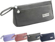 Etui grande con 2 compartimenti, design semplice e retro con maniglia, facile da trasportare, adatto per scuola, ufficio, bambini e adulti (grigio)