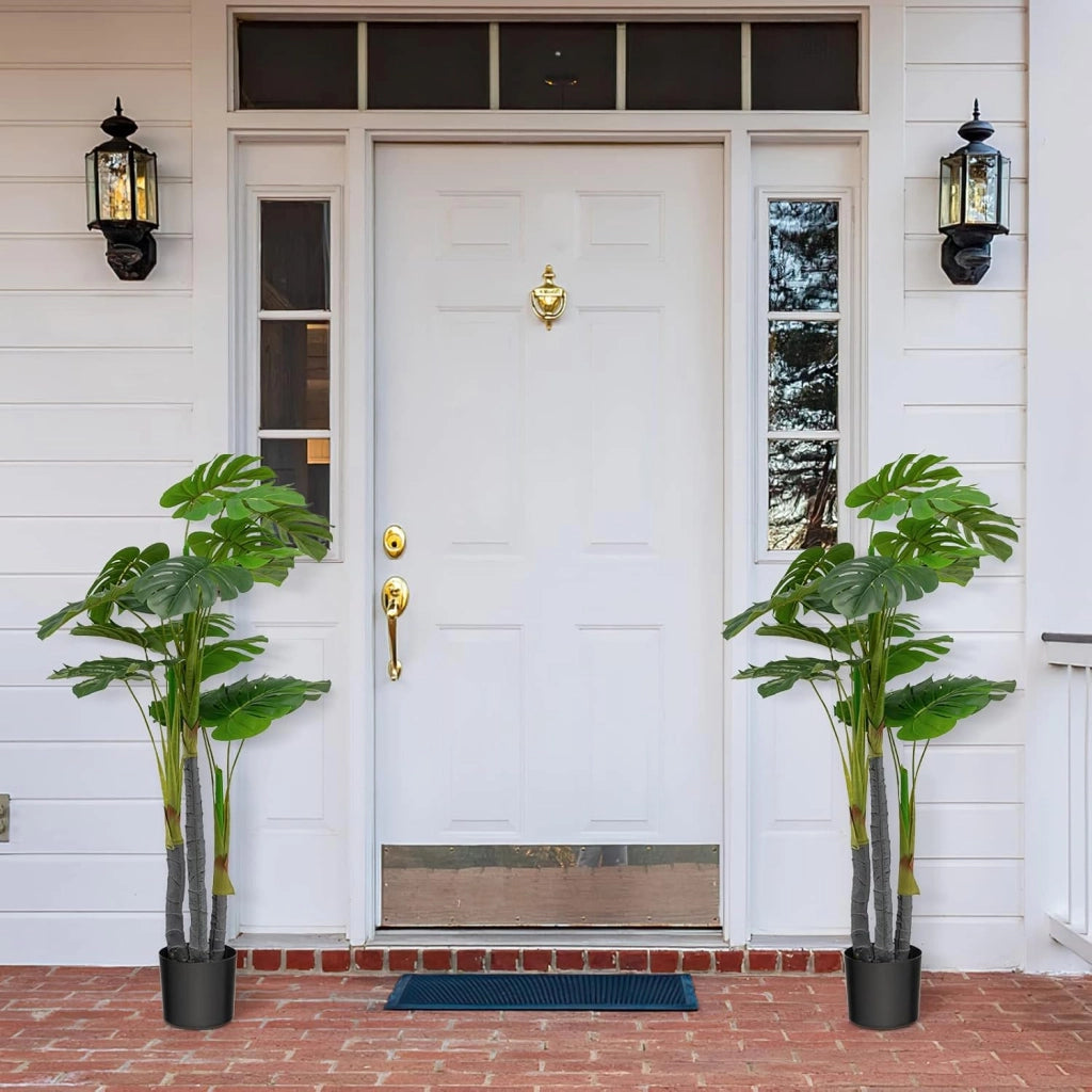 120 cm, pianta artificiale, Monstera Delisiosa, decorazione per interni in vaso di cemento, palma decorativa, 20 foglie, decorazione per interni artificiali, verde per casa e ufficio