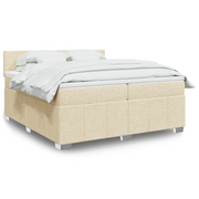 vidaXL Giroletto a Molle con Materasso Crema 200x200 cm in Tessuto