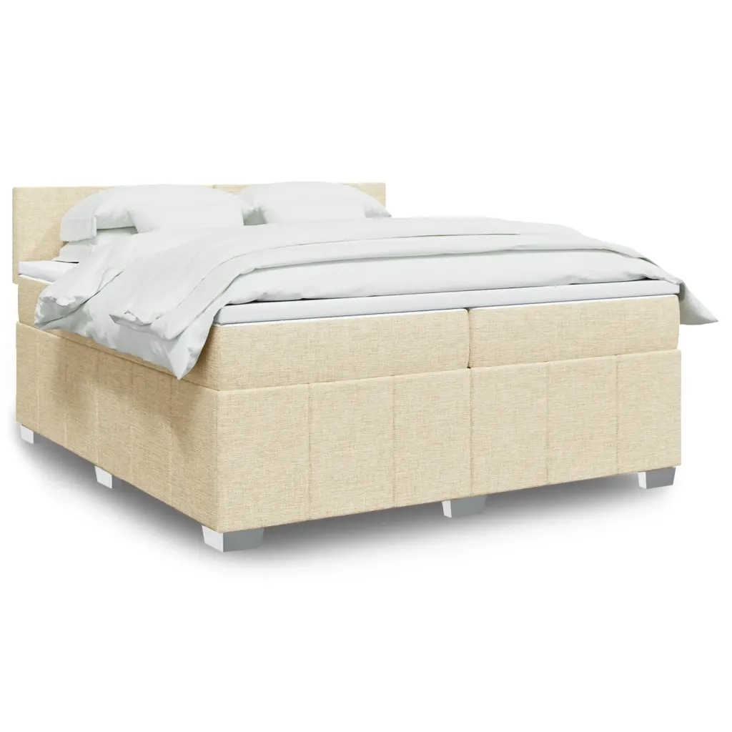 vidaXL Giroletto a Molle con Materasso Crema 200x200 cm in Tessuto