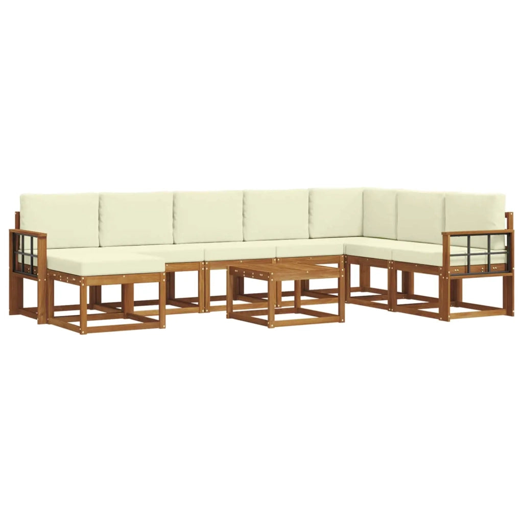 Set di divani da esterno con cuscino 9 pcs Naturale e Crema