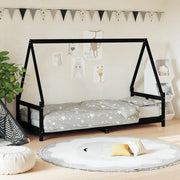 Giroletto per Bambini Nero 80x200 cm in Legno Massello di Pino 834452