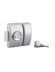 Serratura da applicare a chiavistello, con pomolo, Design 5 per porta d'ingresso, cilindro 50mm, acciaio, 3 chiavi, argento - THIRARD