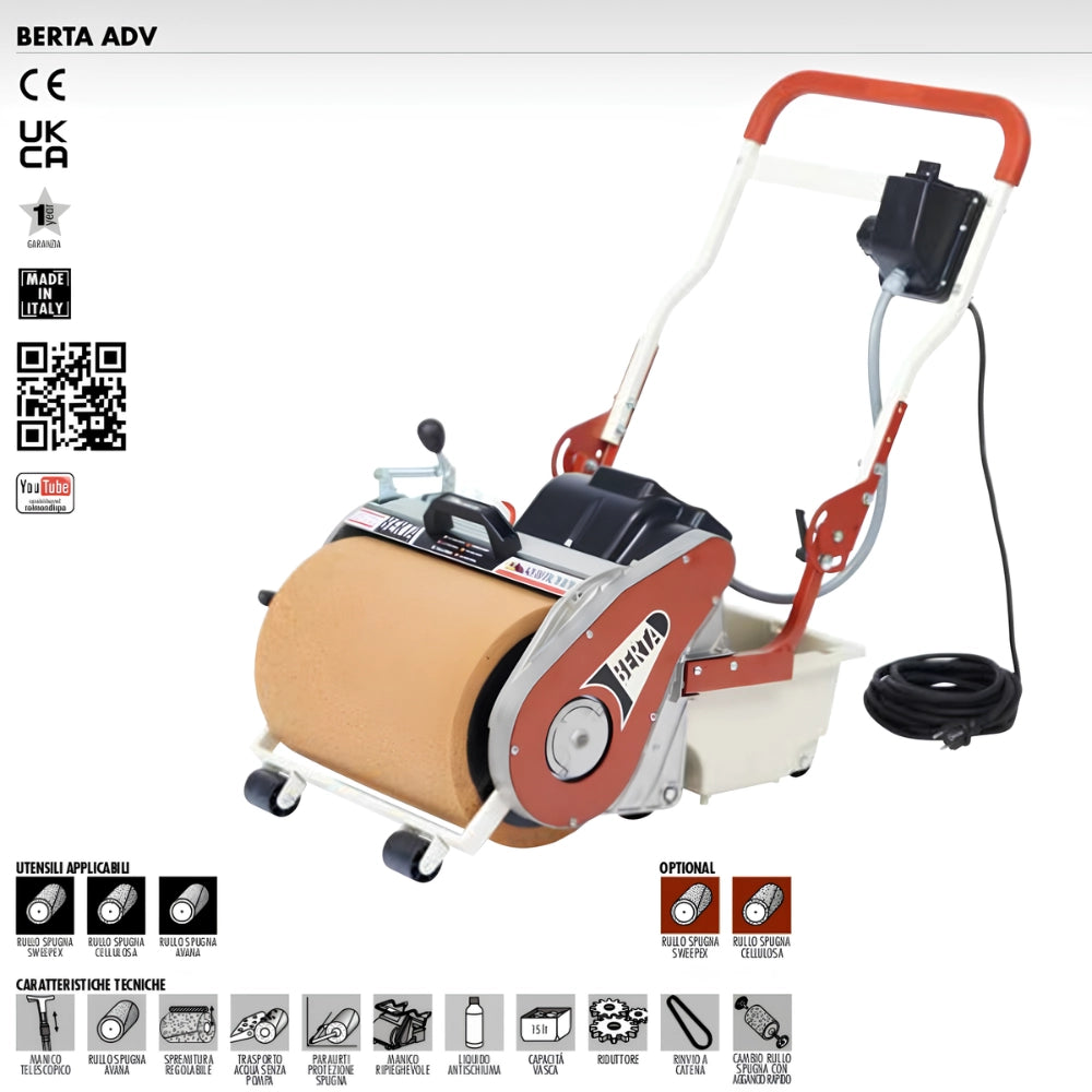 Elettrospugna berta spugna avana inclusa 230v/50-60hz pulizia pavimenti