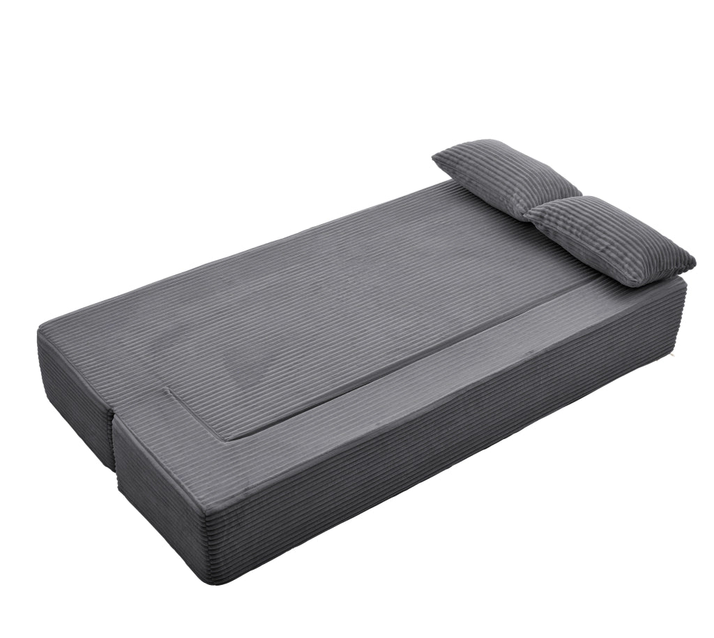 DIVANO LETTO 2 IN 1 In corduroy Grigio con 2 cuscini