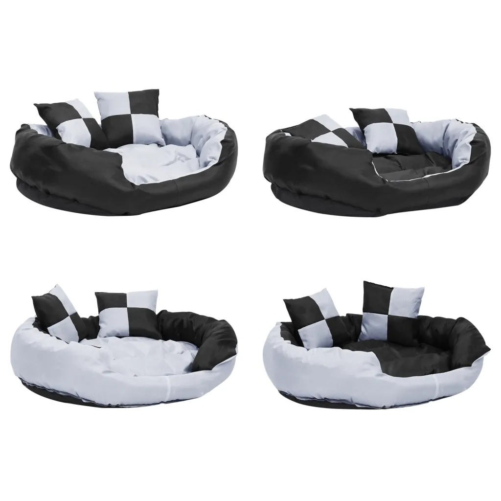 Cuscino per Cani Reversibile e Lavabile Grigio Nero 85x70x20 cm cod mxl 45383