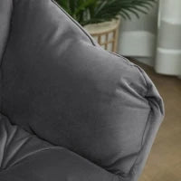 Poltrona Moderna con Poggiapiedi e 2 Tasche Laterali, in Tessuto Effetto Velluto e Acciaio, 80x78x100 cm, Grigio