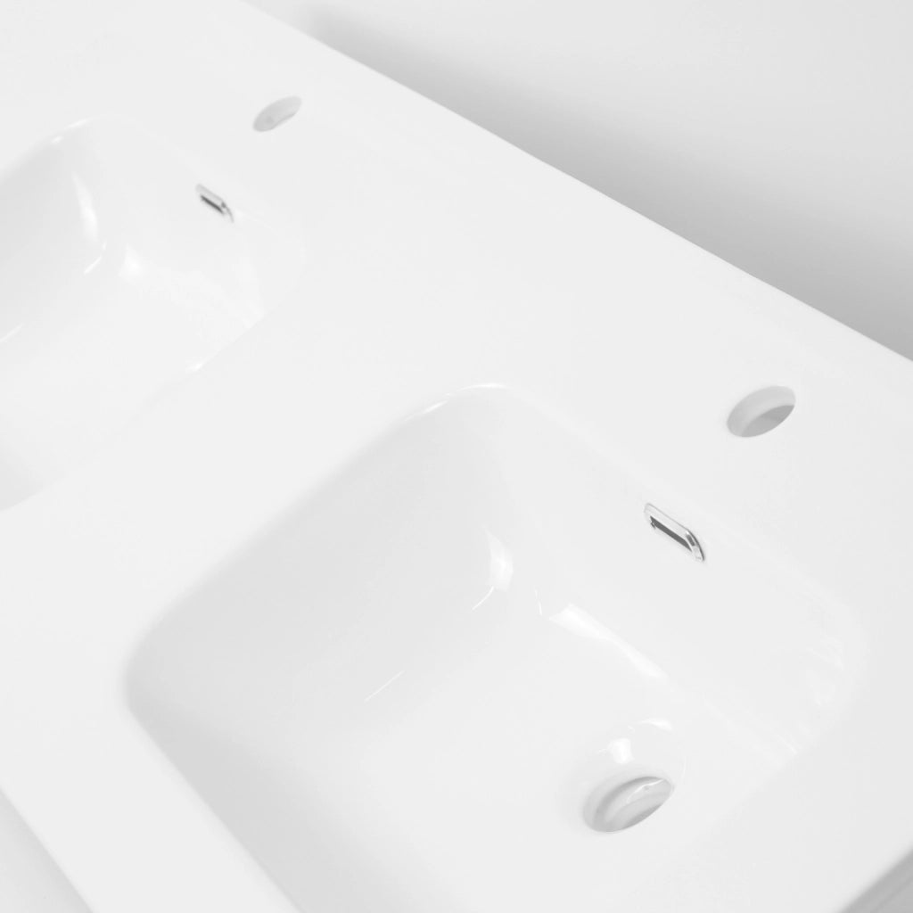 Lavabo ad incasso in ceramica bianco lucido per mobili bagno *** misure 121x46 cm, confezione 1