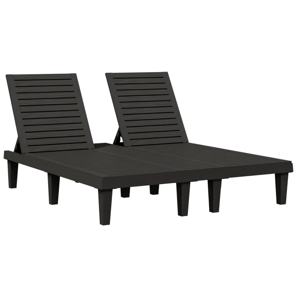 Lettino Prendisole Doppio Nero 155x138x83 cm in Polipropilene 364150