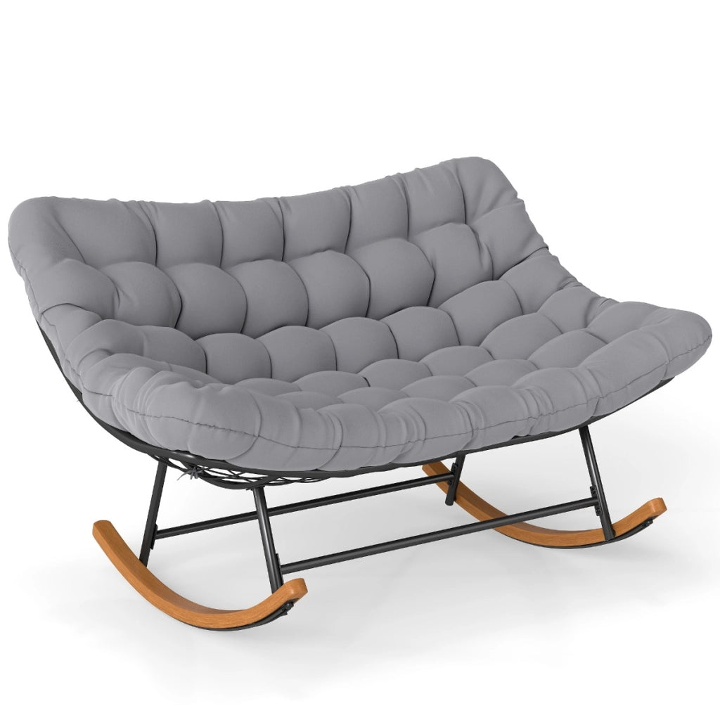 Poltrona dondolo papasan doppia per 2 persone divano esterno oversize, Poltrona ovale per interni ed esterni per giardino-Sedie e poltrone
