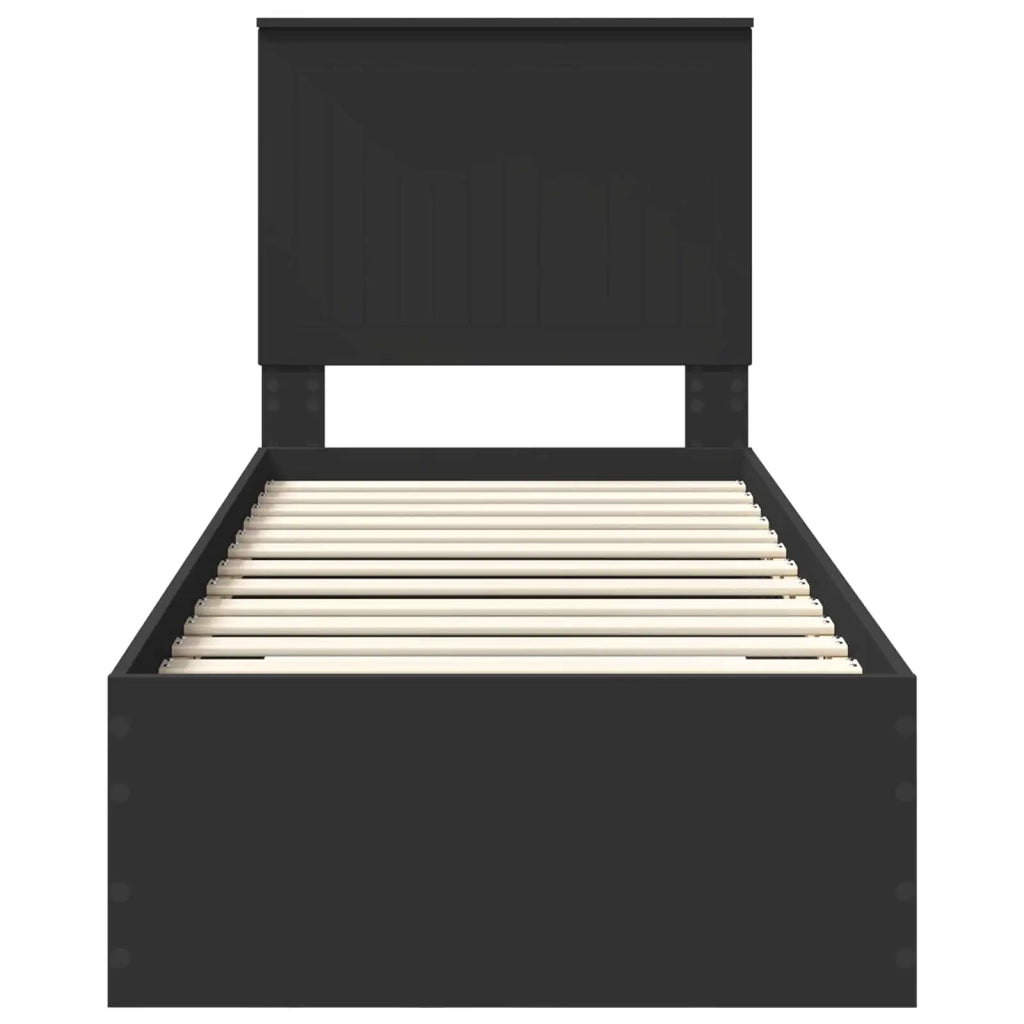 Letto singolo | Letto per adulti | Struttura del letto con testiera Nero e Argento 70 x 190 cm