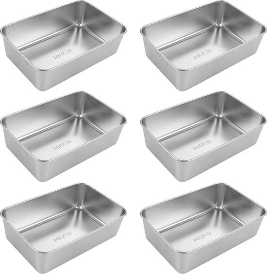 Set di 6 stampi per pane rottura, 22 x 14,5 x 6,3 cm, rettangolari, color argento, stampi per pane, torte, toast