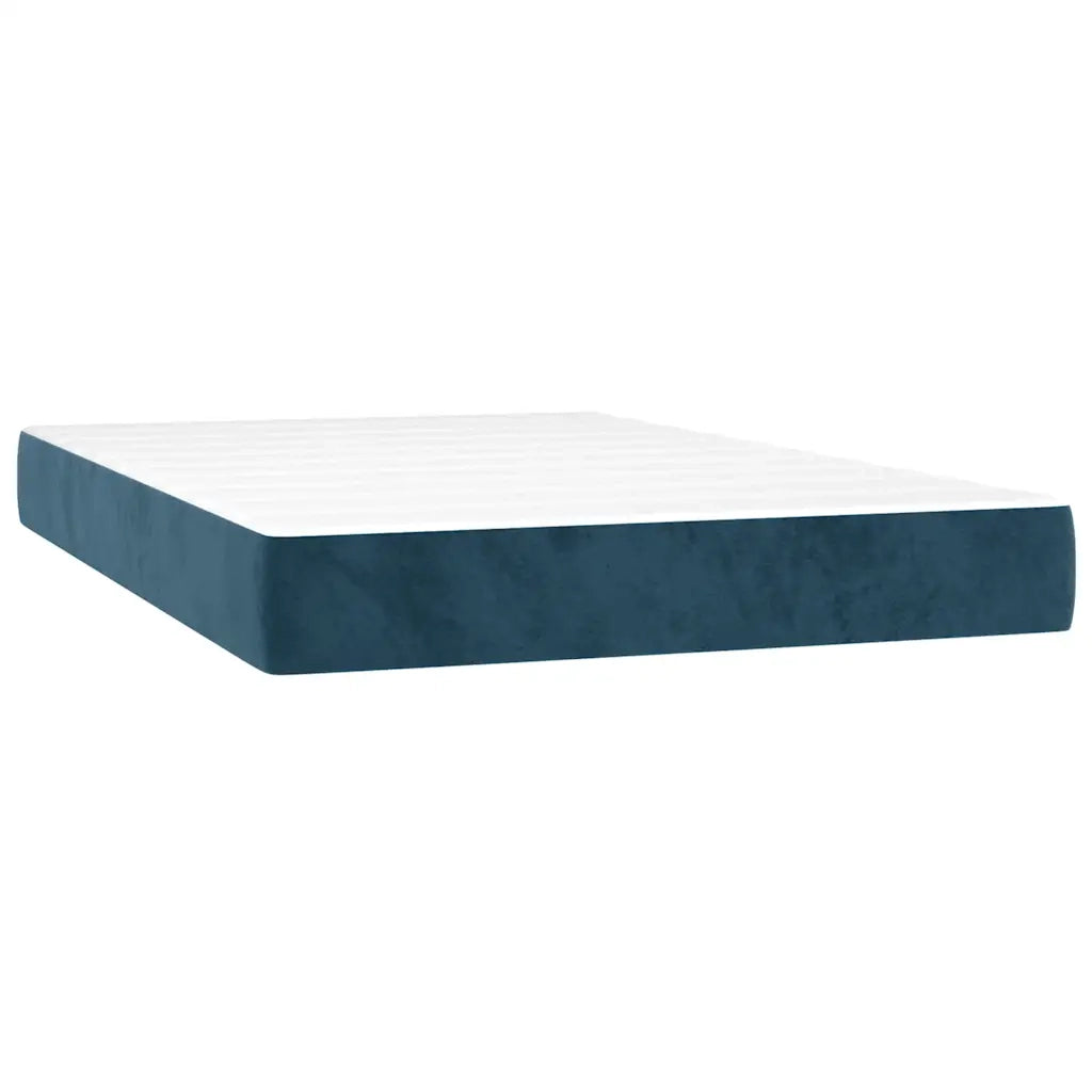 Letto a Molle con Materasso e LED Blu Scuro 120x200cm