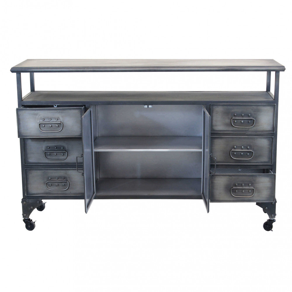 Mobile Emeric 132,5x37,5x82 h cm in Acciaio Grigio