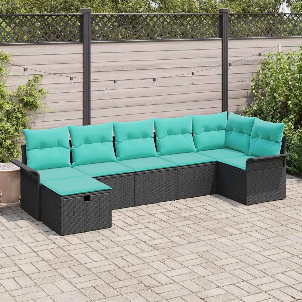 Set Divano da Giardino con cuscino 7 pcs Poly Rattan
