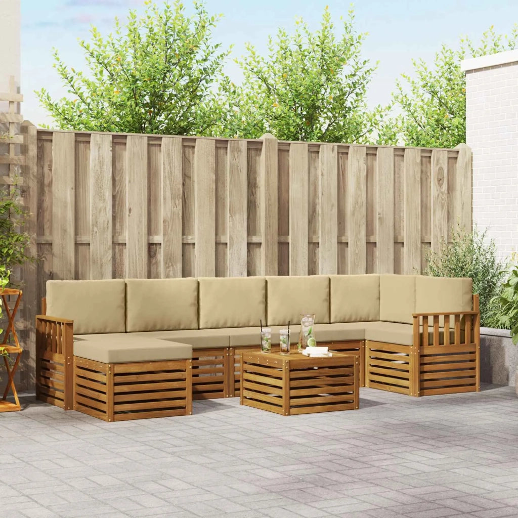 Set divano sezionale con cuscino 8 pcs Naturale e Beige 3375203