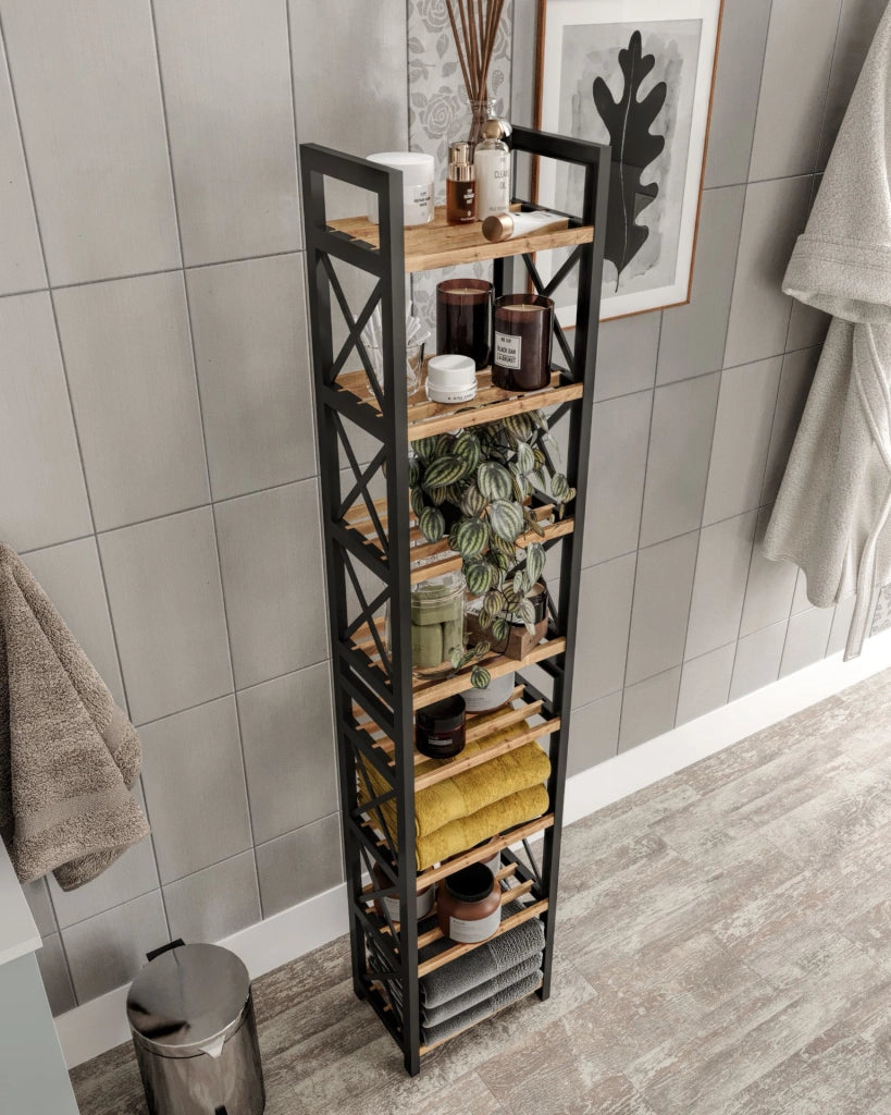 Scaffale multifunzionale "Mini" in legno 23 x 18 x 128 cm - Nero