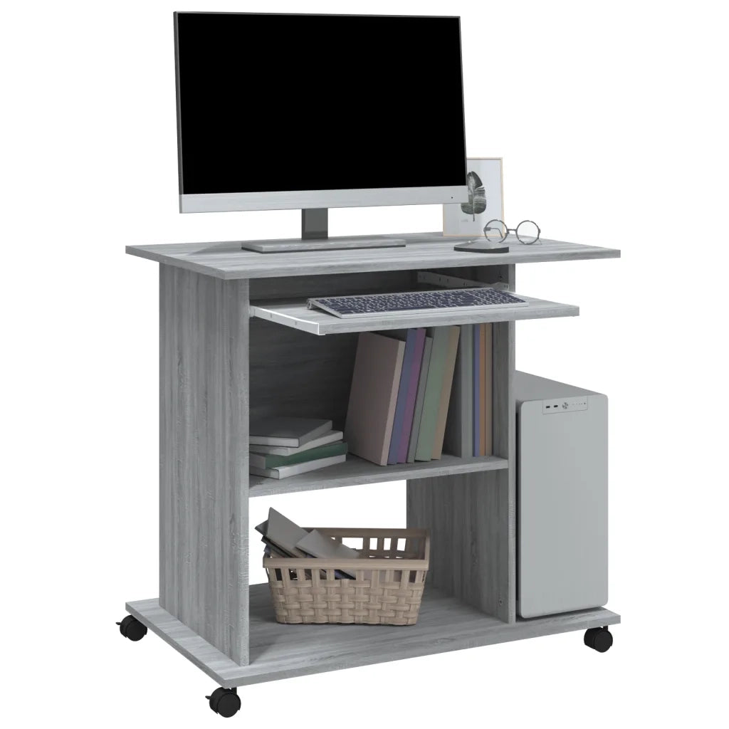 Scrivania | Tavolo da Ufficio Computer Grigio Sonoma 80x50x75 cm Legno Multistrato