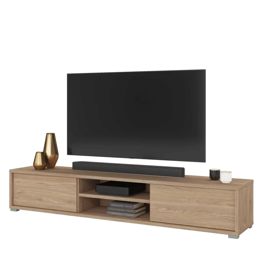 Mobile TV 180cm, 2 porte e 2 vani collezione MAANUM. Colore rovere chiaro.
