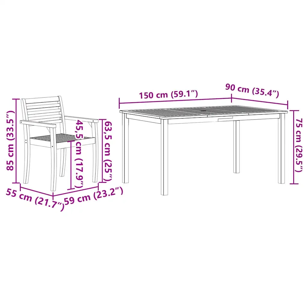 Set da Pranzo per Giardino 5 pcs Marrone 3375665