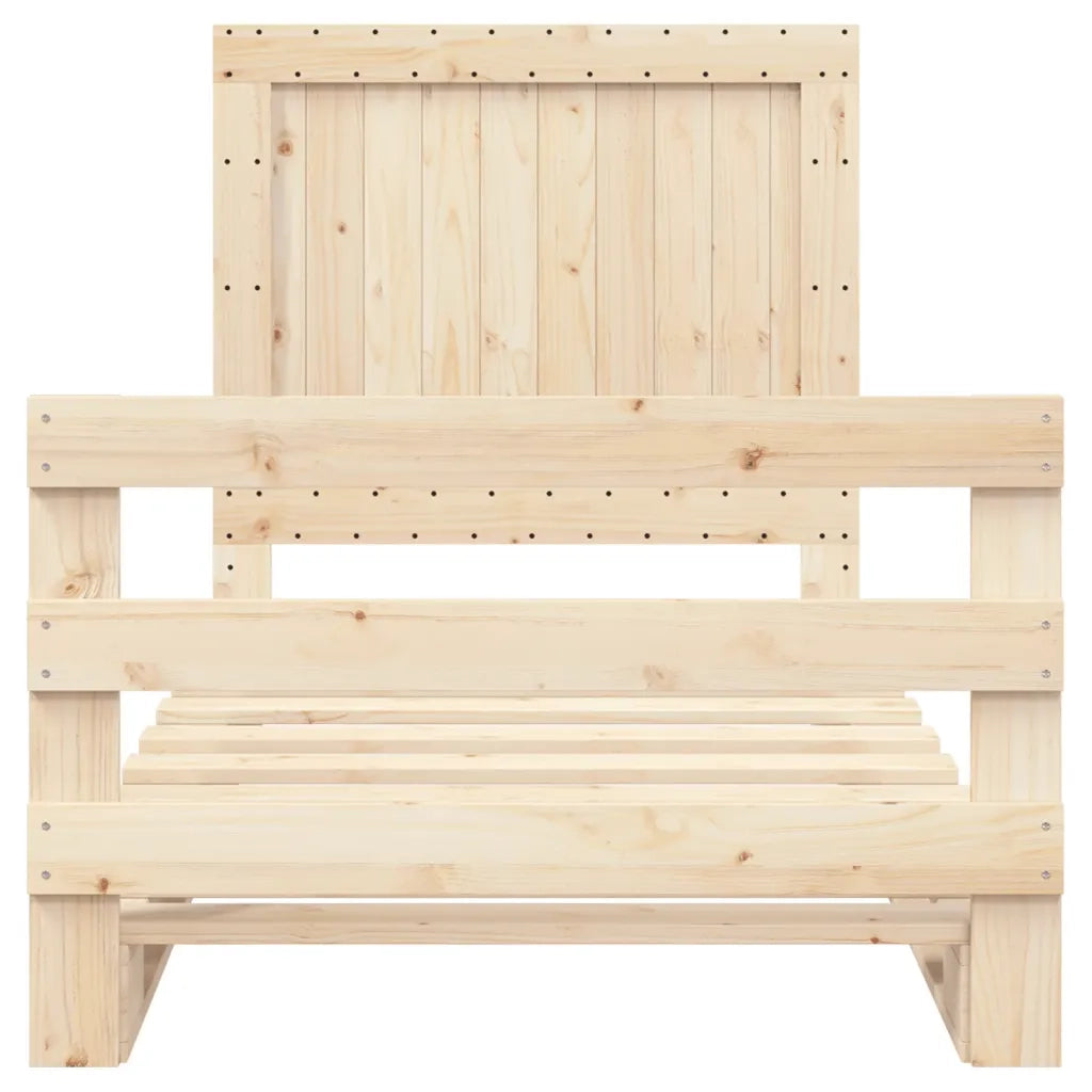 Giroletto con Testiera 100x200 cm Legno Massello di Pino 3281539