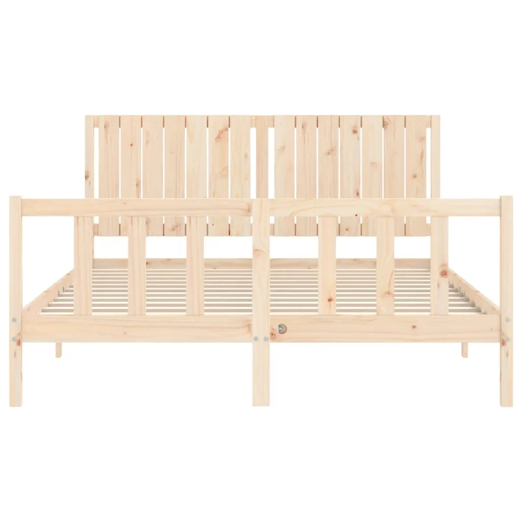 Letto matrimoniale | Letto per adulti | Giroletto senza Materasso 160x200 cm in Legno Massello di Pino