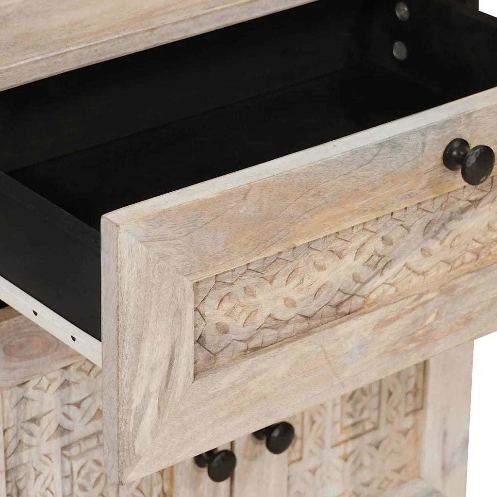 vidaXL Comodino Beige 50 x 33 x 60 cm legno massello di mango
