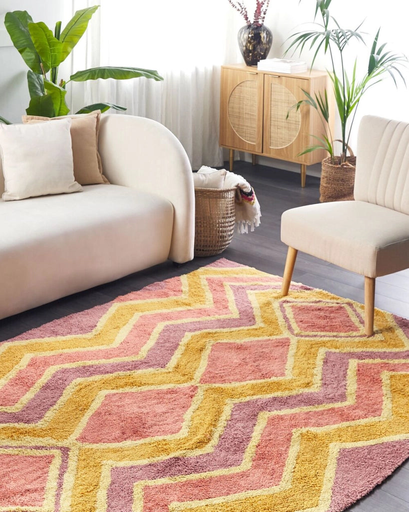 Tappeto multicolore 160 x 230 cm cotone fatto a mano motivo geometrico soggiorno camera da letto
